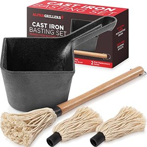 Alpha Grillers Cast Iron Pot and BBQ Brushes For Basting