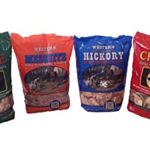 Western BBQ Smoking Wood Chips Variety Pack With Apple, Mesquite, Hickory, And Cherry Flavors